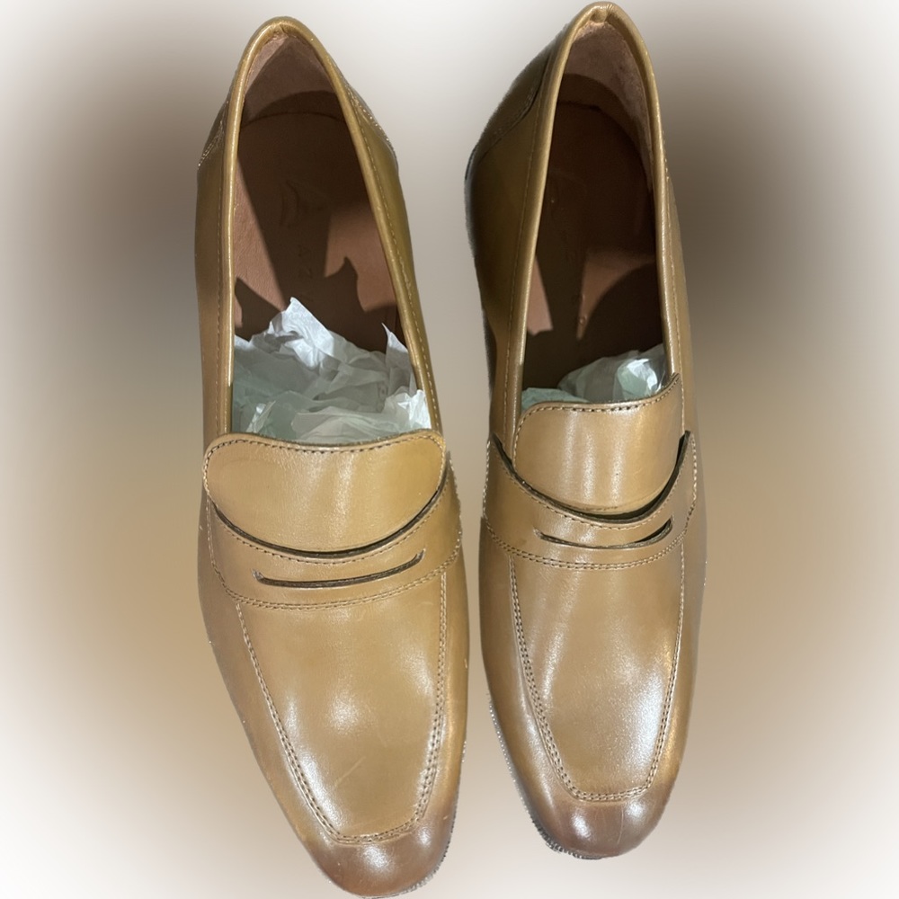 Azyrrha mens dress shoes penny loafers slip on formal size 9 leather NEW - Picture 2 of 6